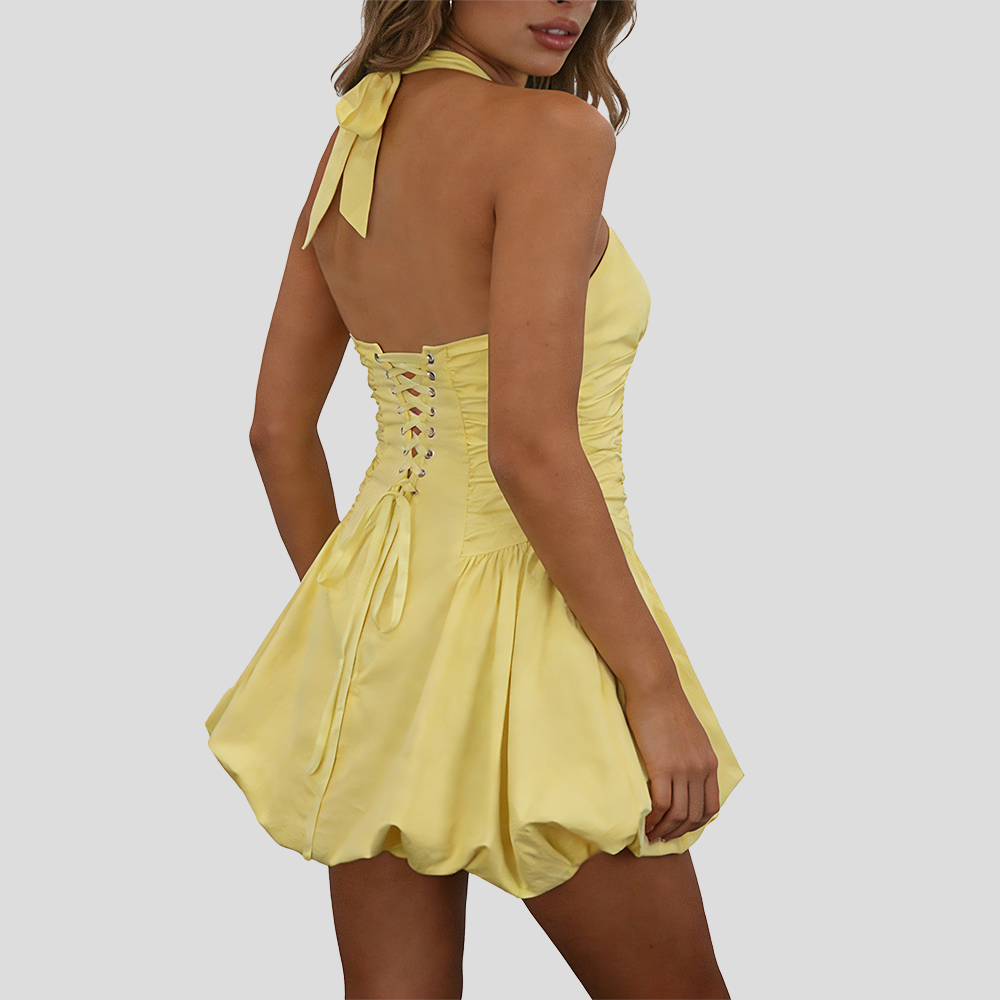 Deep V Bubble mini Dress