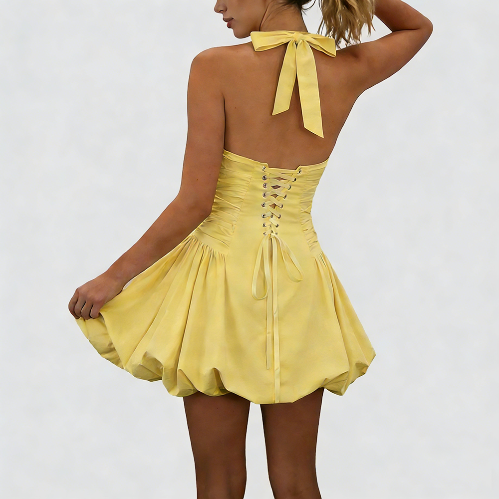 Deep V Bubble mini Dress
