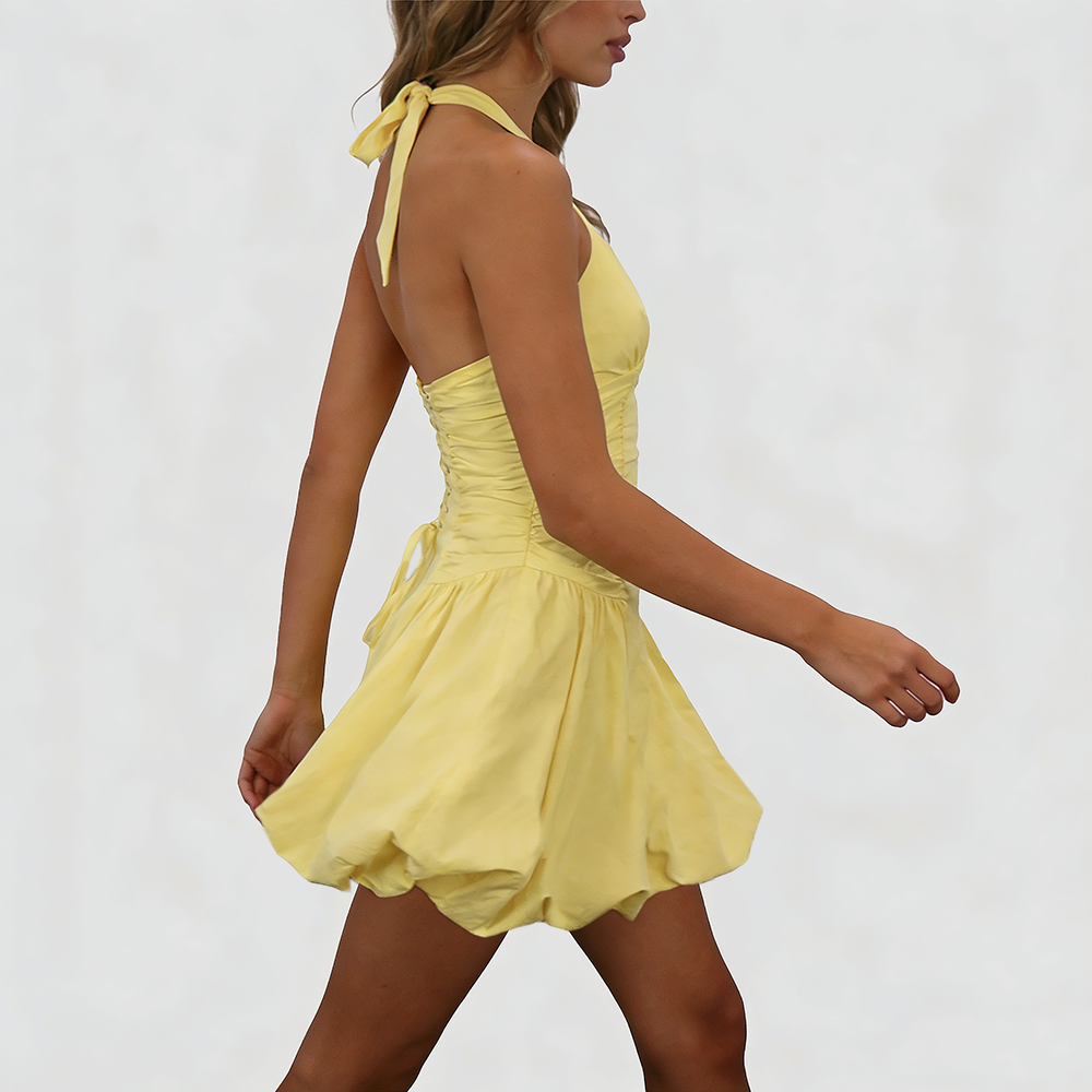 Deep V Bubble mini Dress