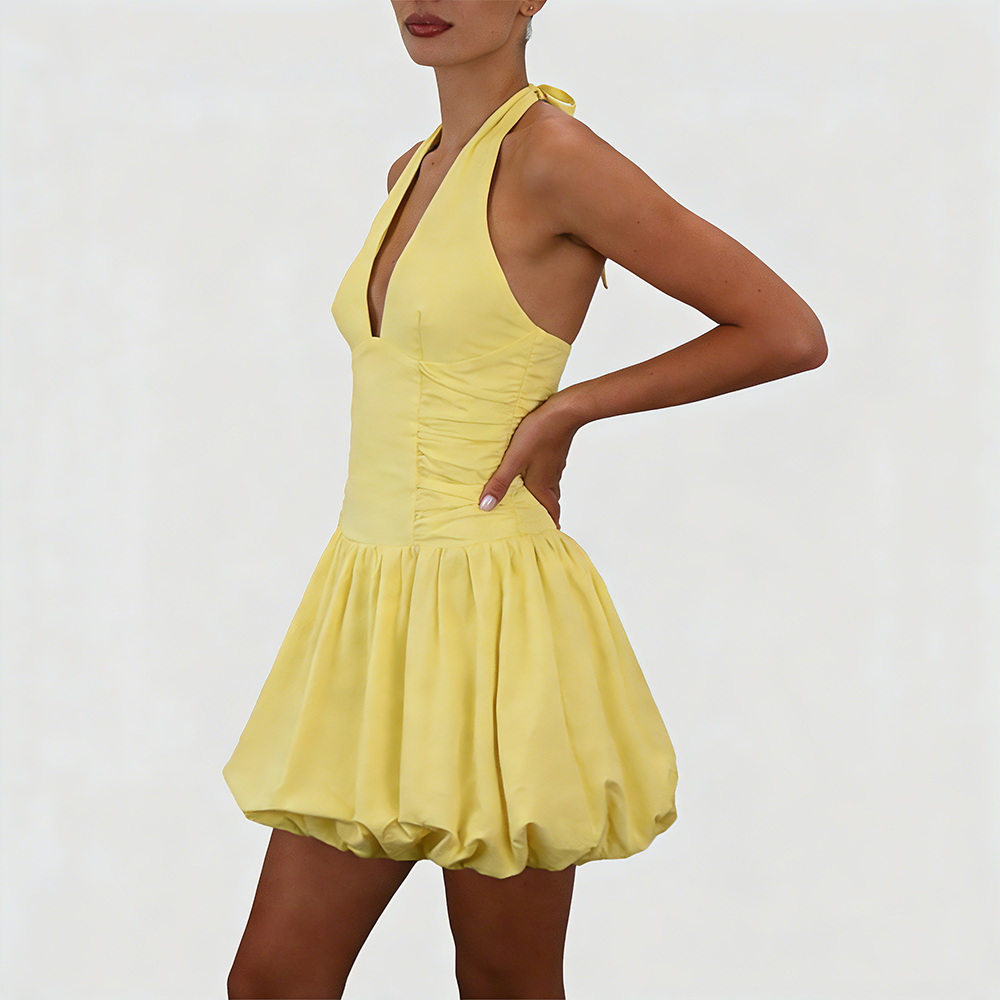 Deep V Bubble mini Dress