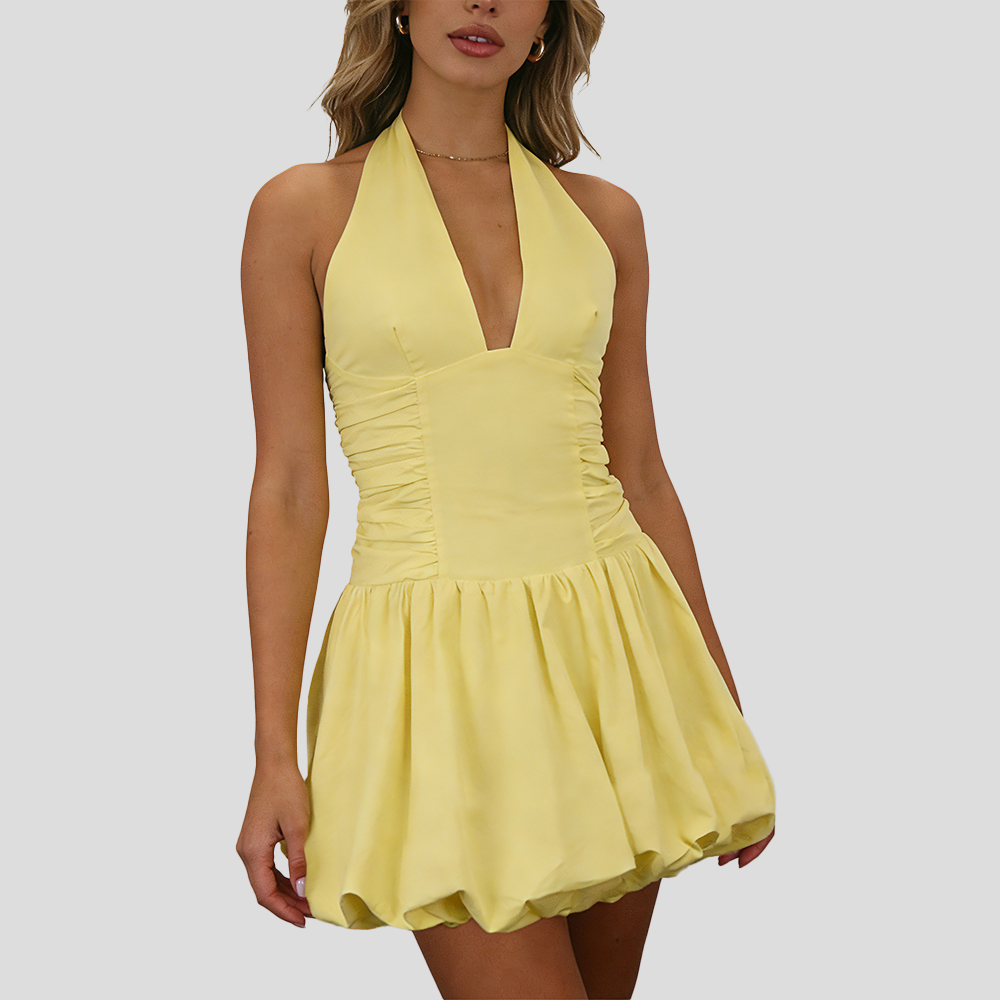 Deep V Bubble mini Dress