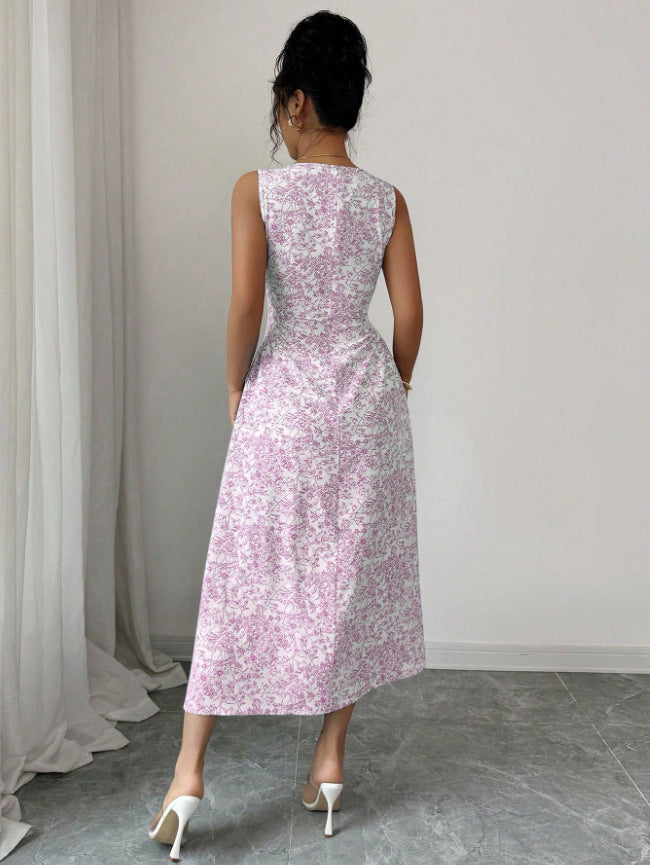 Square Collar Floral Dress