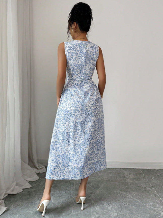 Square Collar Floral Dress
